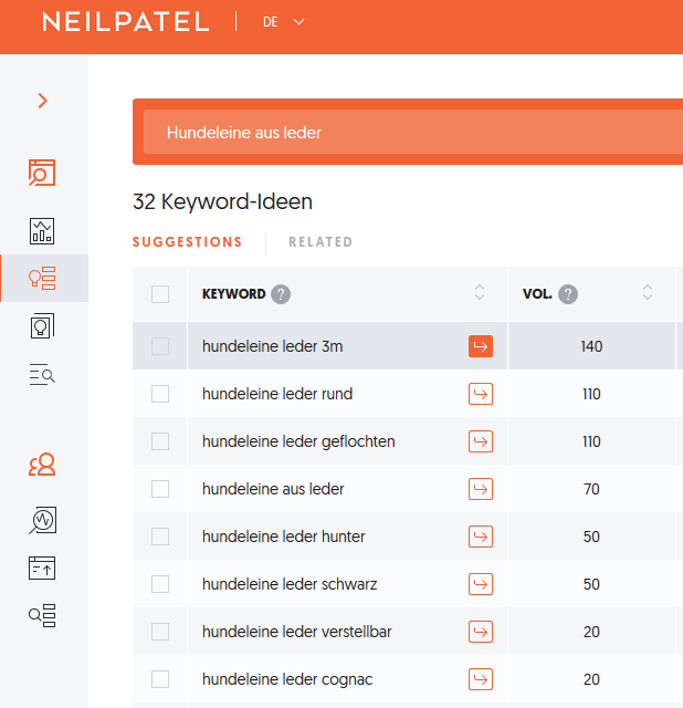 Keyword-Reserach: Ubersuggest